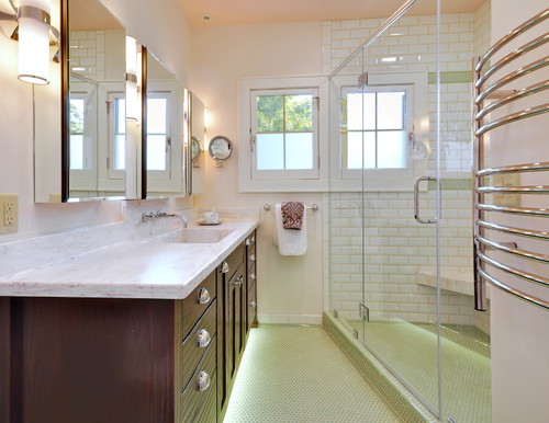 Lime Color Honeycomb Mosaic Flooring Completed with Cream and Green Ceramic Subway Tiles Fewer grout lines hexagon tiles especially the bathroom underfloor heating master bath most bathrooms natural materials wet rooms sheet vinyl design elements white bathroom choosing flooring larger bathroom intricate patterns warm underfoot classic beauty smaller tiles smaller bathroom best flooring current bathroom shower areas smaller bathrooms slip resistant style statement